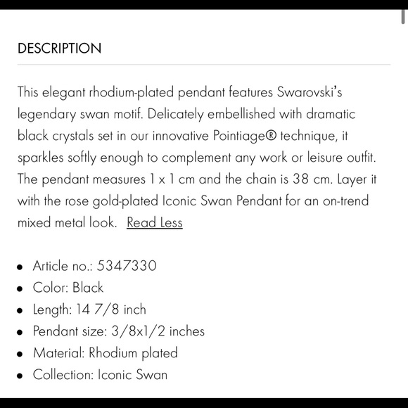 Swarovski Iconic Black Swan Necklace - Picture 9 of 9